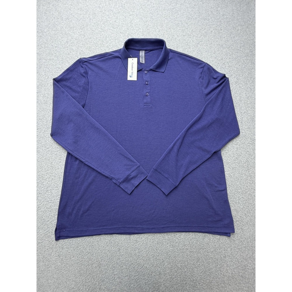 Outdoor Voices Polo Mens XL Blue Birdie Long Sleeve Golf Stretch Knit M302164